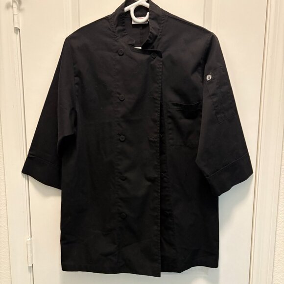 ChefWorks Black Men's Chef Jacket Short Sleeve Size Small EUC - Picture 3 of 5